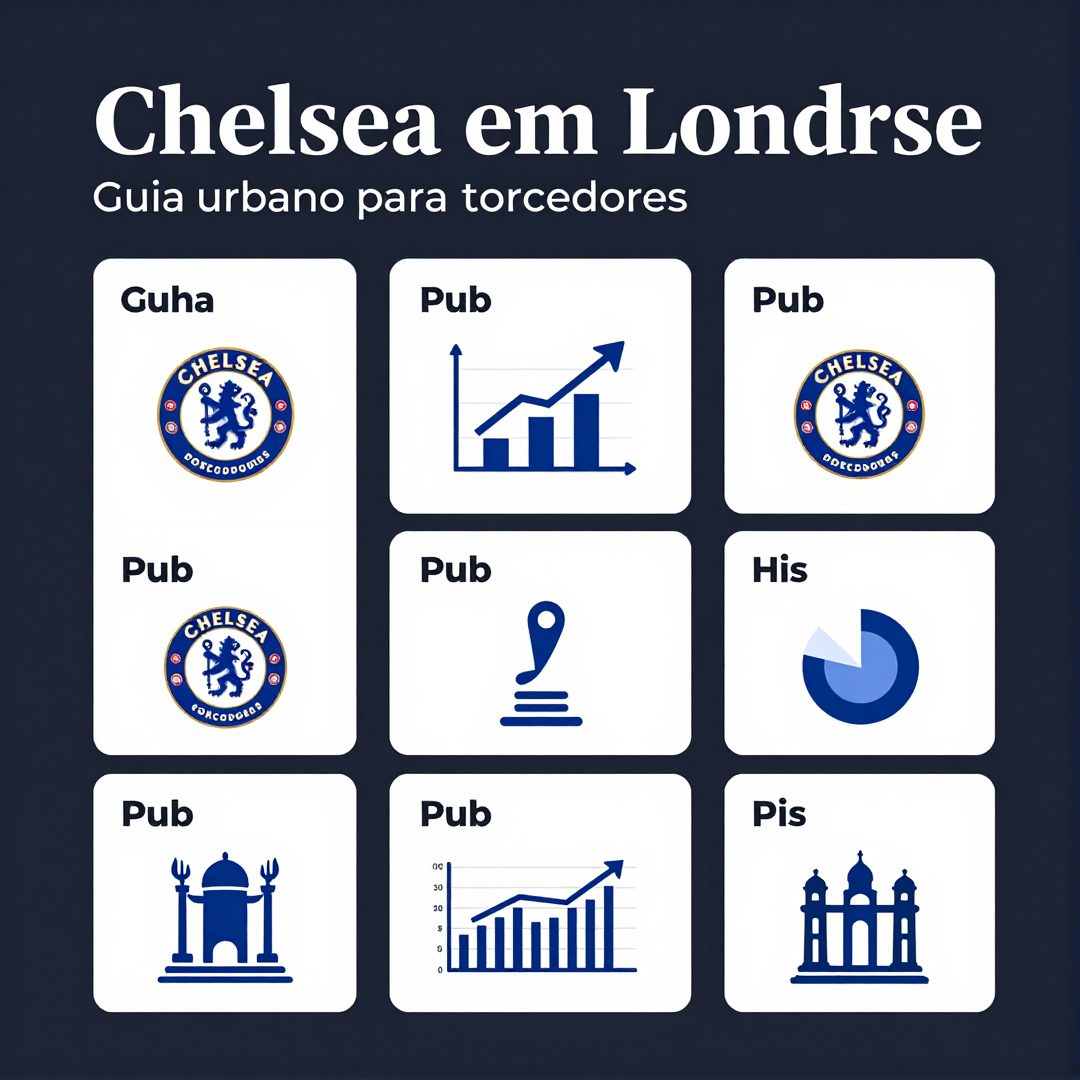 Infográfico - Chelsea em Londres: guia urbano para torcedores com pubs históricos, lojas oficiais e rotas gastronômicas autênticas