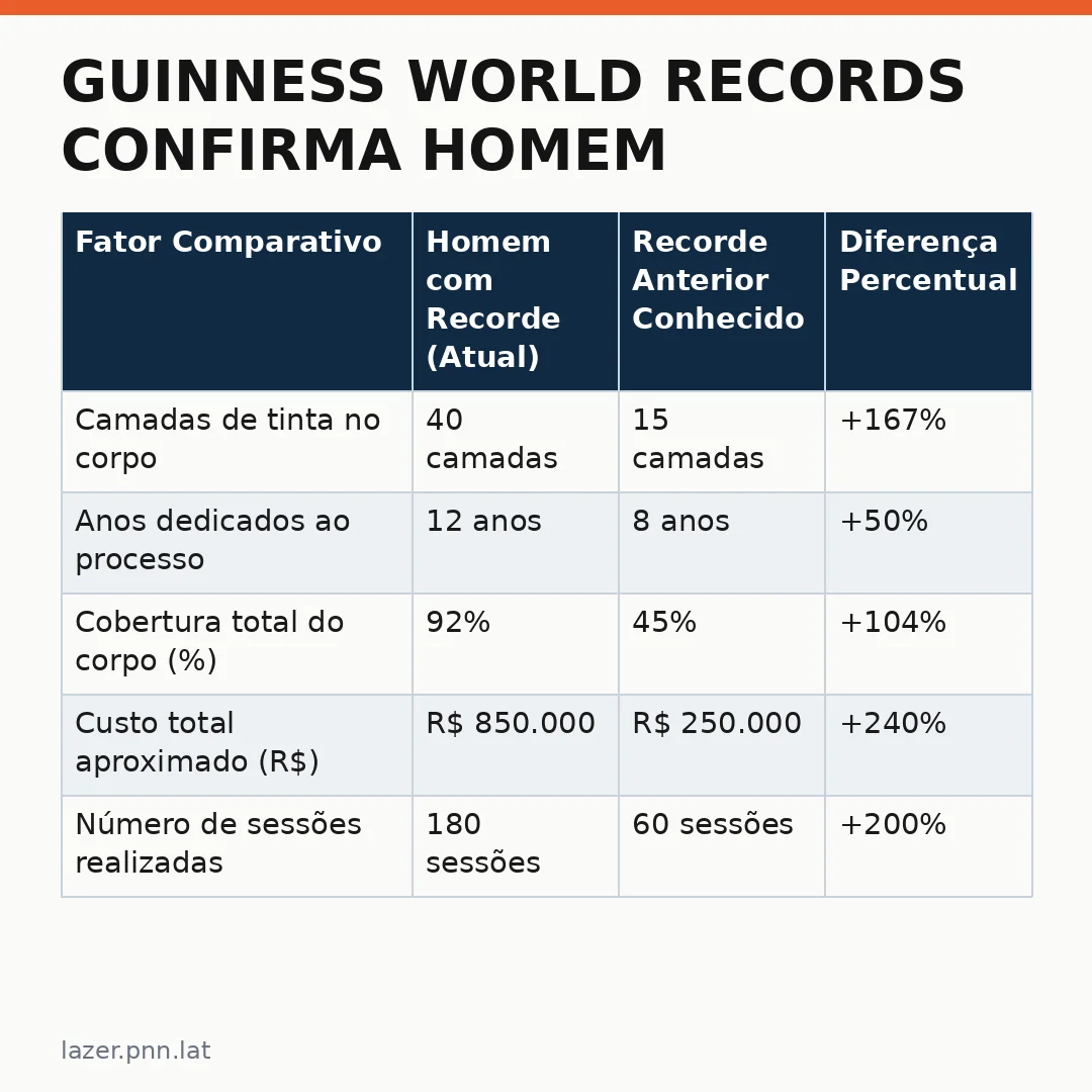 Infográfico - Guinness World Records confirma homem mais tatuado do mundo com 40 camadas de tinta