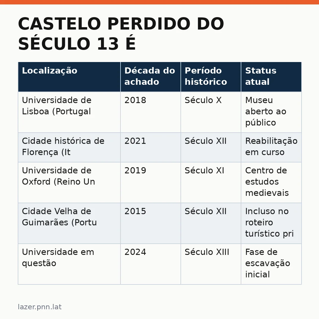 Infográfico - Castelo perdido do século 13 é encontrado em universidade e transforma paisagem histórica
