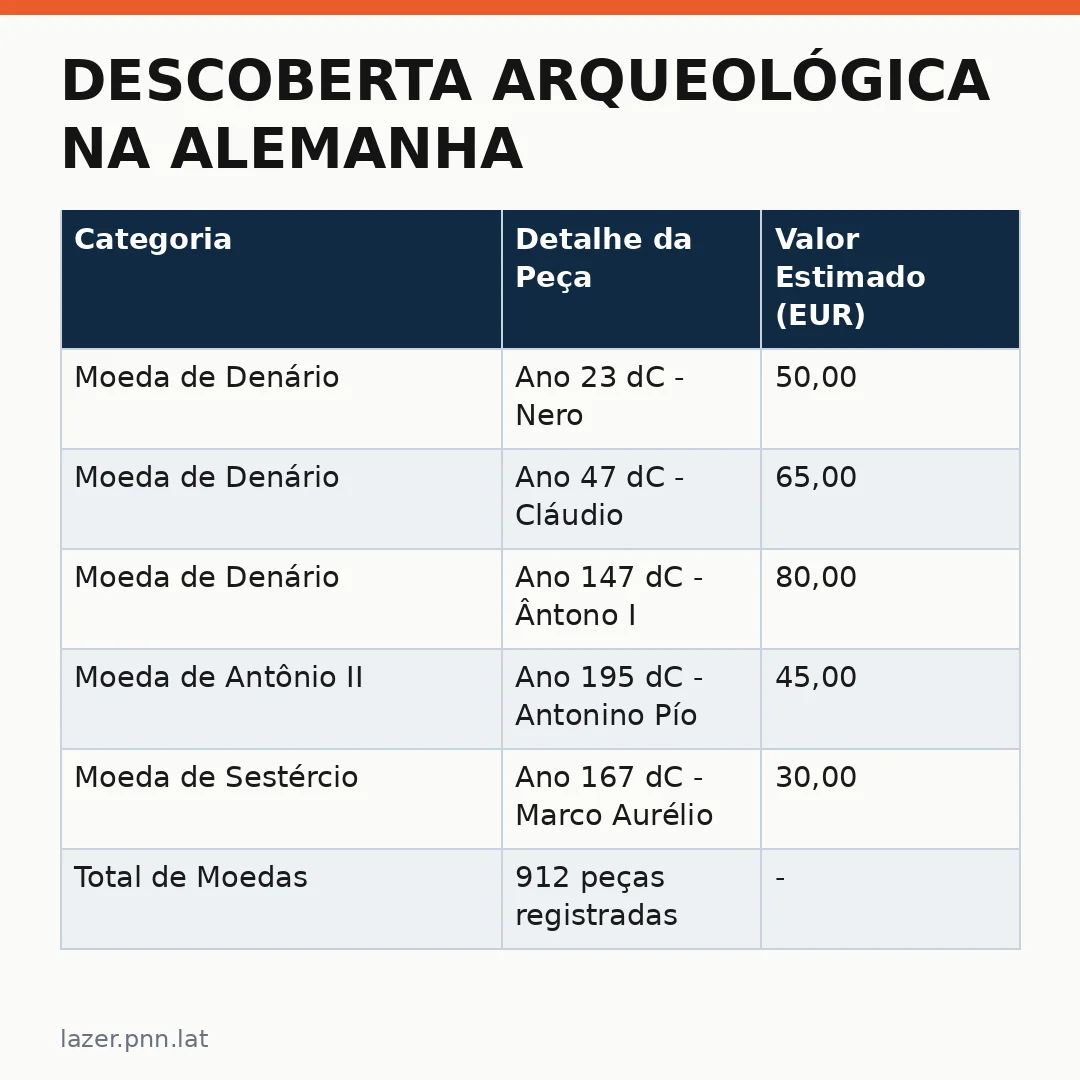 Infográfico - Descoberta Arqueológica na Alemanha: Tesouro romano 900 moedas ilumina novas rotas turísticas