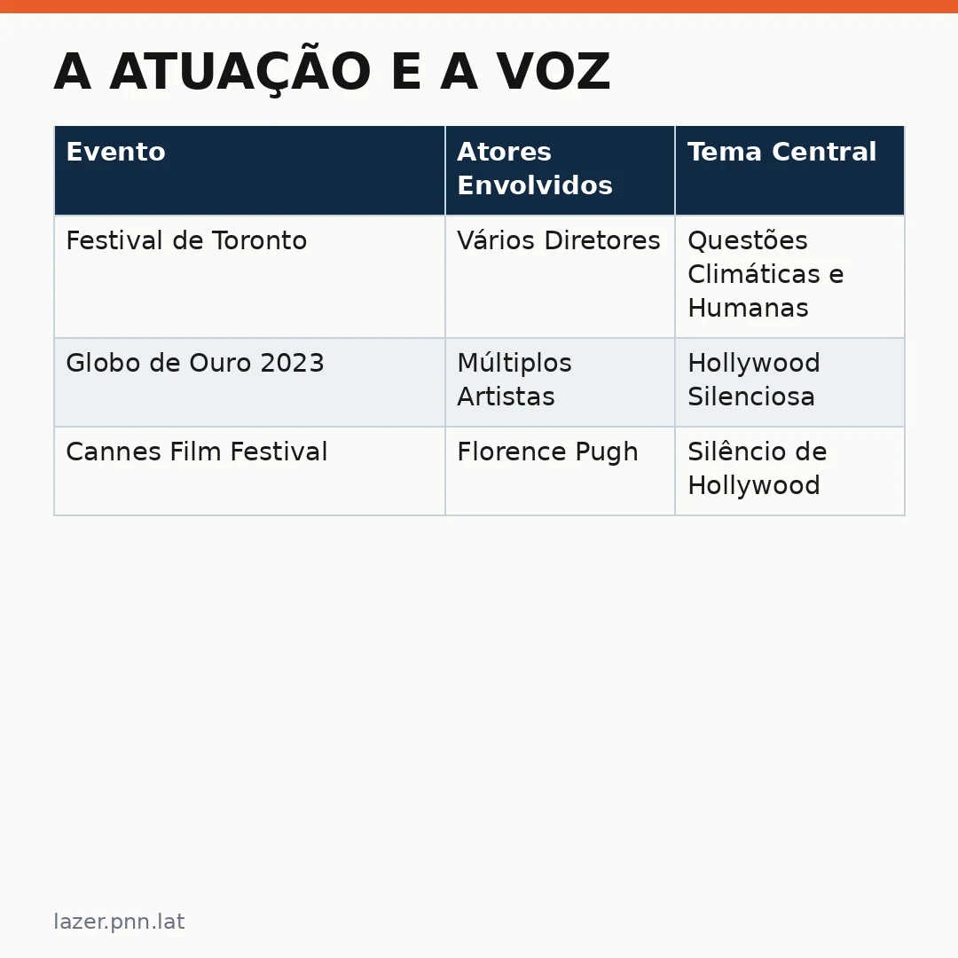 Infográfico - A Atuação e a Voz: Florence Pugh Aborda o Conflito Global