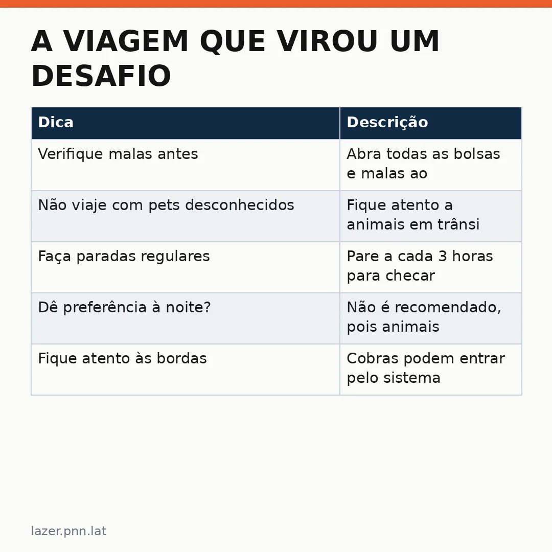Infográfico - A Viagem que Virou um Desafio com a Píton Bola Presa Carro