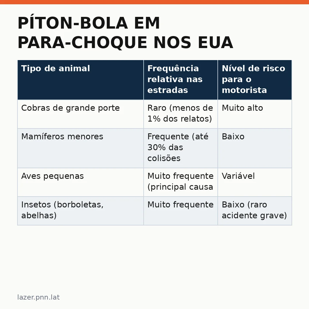 Infográfico - Píton-bola em para-choque nos EUA: quando a vida selvagem vira o centro do entretenimento cultura pop nacional
