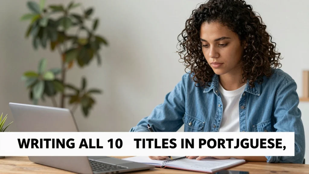Writing all 10 titles in Portuguese under 20 words each