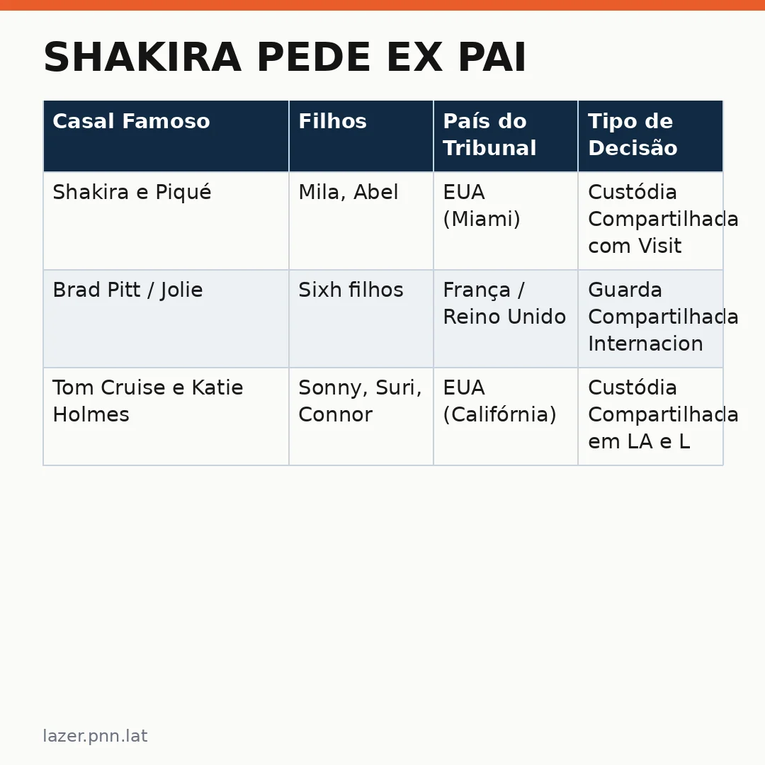 Infográfico - Shakira pede ex pai: a nova guerra jurídica da cantada